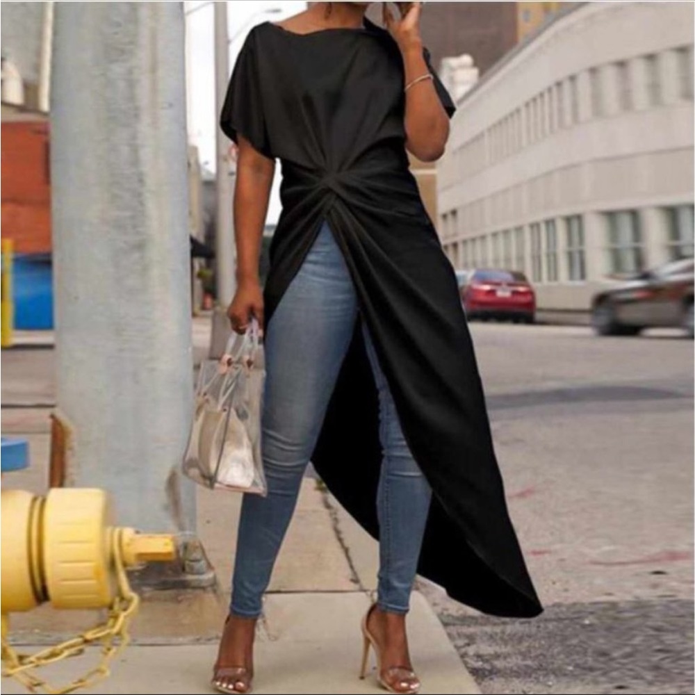 Elegant Black Drape Blouse